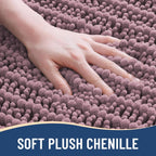 Arotive Luxury Chenille Bathroom Rug Mat, Extra Soft Thick Absorbent Shaggy Bath Rugs, Non-Slip Machine Wash Dry, Plush Bath Mats for Bathroom, Shower and Tub, 30x17, Deep Plum