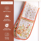 Maison d' Hermine Double Oven Mitts 100% Cotton 7"x35" Double Oven Mitt Heat Resistant BBQ Cooking Gloves with Loop, Baking, Grilling, Home, Kitchen, Handling Hot Pans (Pumpkin Passion)