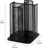 Annova Paper/Plastic Cup and Lid Holder Plastic Storage Organizer, 360°Rotating Coffee Mup Dispenser with 4 Compartments, Multifunctional Storage Rack for Home, Office, Bar, Coffee Shop (Black)