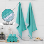 Homaxy Premium Kitchen Towels(18”x 28”, 6 Pack), Large Cotton Kitchen Hand Towels, Flat and Terry Dish Towels, 380 GSM Highly Absorbent Tea Towel Set with Hanging Loop, Teal