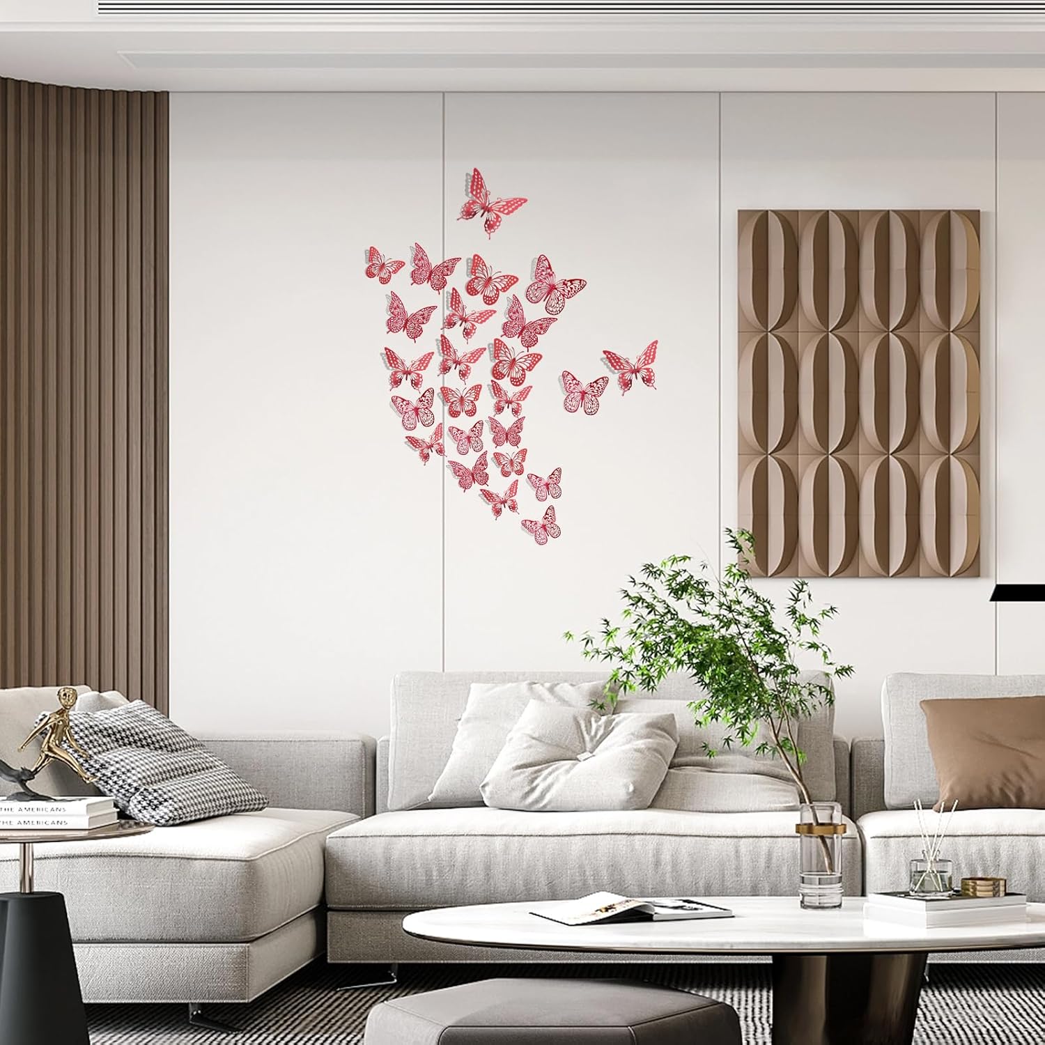 SAOROPEB 3D Butterfly Wall Decor - 48 Pcs, 4 Styles, 3 Sizes - Removable Stickers (Blood Red) for Birthday & Party Celebrations