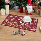 SHACOS Christmas Coffee Mat 2-Pack 12x19 Absorbent Non Slip Coffee Maker Mat for Countertop Accessories Heat Resistant, Christmas Red