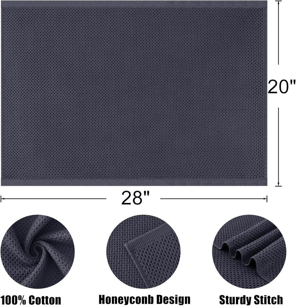 Kitinjoy 100% Cotton Waffle Weave Kitchen Towels, 4-Pack Super Soft and Absorbent Dish Towel for Drying Dishes, Kitchen Hand Towels, 20 in x 28 in, Dark Grey