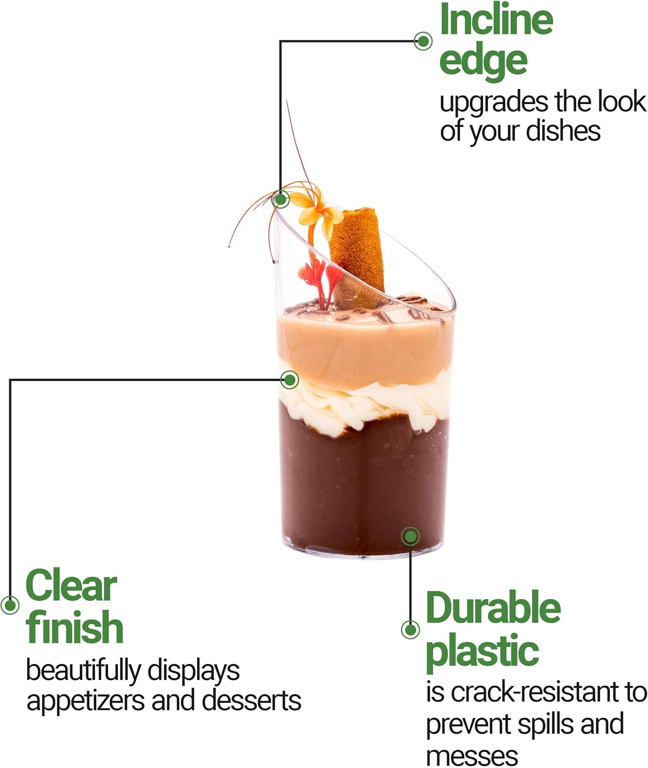 Restaurantware 3 Ounce Shot Glasses 100 Round Incline Cups - With Clear Finish Disposable Plastic Shot Glasses For Serving Samples At Wedding Banquets And Catered Events