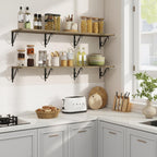 RICHFOCUS 12 Inch Deep Floating Shelves for Wall, 55" W x 12" D Wood Wall Shelves Set of 2, Wide Floating Shelves for Living Room, Bedroom, Kitchen, Bathroom and Decor Storage, Grey