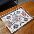 Rectangle Plastic Serving Tray with Handles, Elegant Decorative Tray for Coffee Table, Ottoman, Living Room, Kitchen, Outdoor Use. 12"*16"*1.6" C