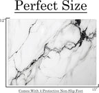 White Black Agate Marble Kitchen Glass Cutting Board Ocean Decorative Gift Marbled Granite Stone Rock Gift For Her Mom Wife (White Black)