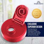 Brewing America Creamer Jar with Pouring Lid and 1 Pint (16 oz) Azure Mason Jar, Red Wide Mouth Pour Lid for Milk, Sugar, and Cream, 1-Pack