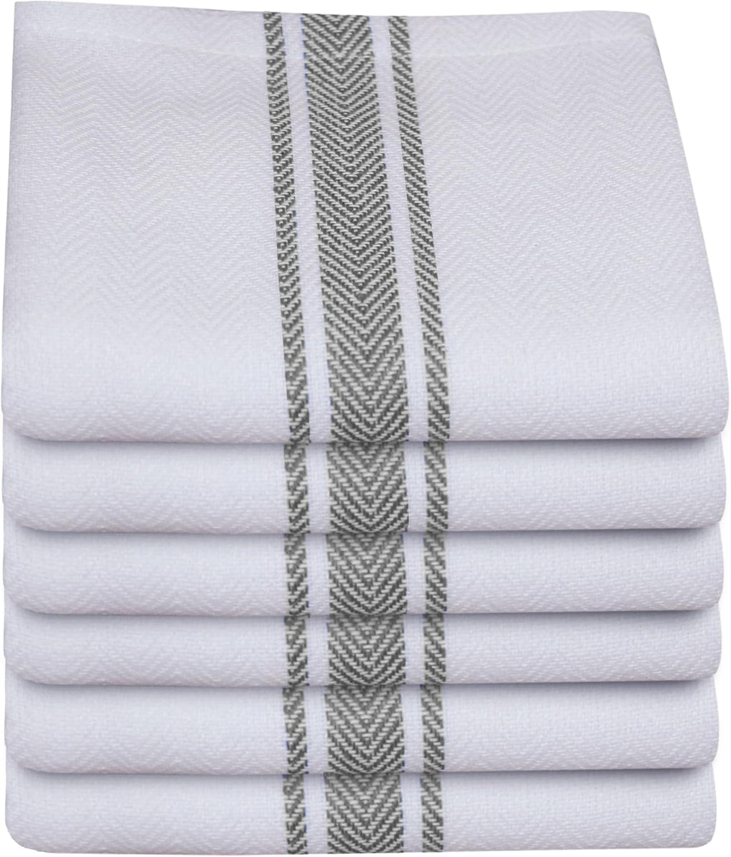 Kitchen Towels | Tea Towel for Craft| Cotton Dish Towels| Reusable Bulk Cleaning Cloths Grey Hand Towels| Soft Super Absorbent Quick Dry Dish Rags Machine Washable 6 Pack 15" x 25"