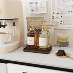 Wooden Decorative Tray, Oak 7.5" L Coffee Table Tray for Kitchen Countertop Soap Sponge Holder for Dresser Perfume Jewelry Candle Nightstand Table Centerpieces for Dining Room Decor Walnut