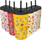 BJPKPK 18oz Insulated Tumbler With lid And Straw Stainless Steel Tumblers Travel Coffee Mug Reusable Thermal Cup,Hawaii Fruits Yellow