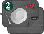 Cuisinart Dish Drying Mats for Kitchen Counter - (2) 18" x 24" Ultra Absorbent Dish Drying Mat XL - Foldable, Machine Washable, Fast Drying Dish Mat (Geostripe)