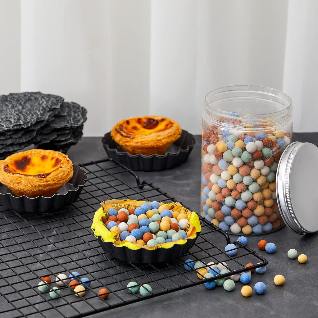 Tessco Pie Weights for Blind Baking, 3.2 lb Ceramic Pie Weights Beads to The Rim Crust Reusable Ceramic Stoneware with Plastic Container(Cute Colors)