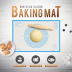 28 * 20 inches Blue, Non-Slip Silicone Baking Sheets - Baking Mat with 0.7mm Thickness - Non-Stick Pastry & Cookie Mat for Kitchen Counter for Rolling Out Dough with Measurements.