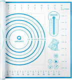 Silicone Pastry Mat with Measurement, Kids Rolling Mat for Fondant, Rolling Dough, Pie Crust, Pizza and Cookies, Baking Mat,12" x 16", Blue