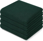 Homaxy 100% Cotton Waffle Weave Kitchen Dish Towels, Ultra Soft Absorbent Quick Drying Cleaning Towel, 13 x 28 Inches, 4-Pack, Blackish Green