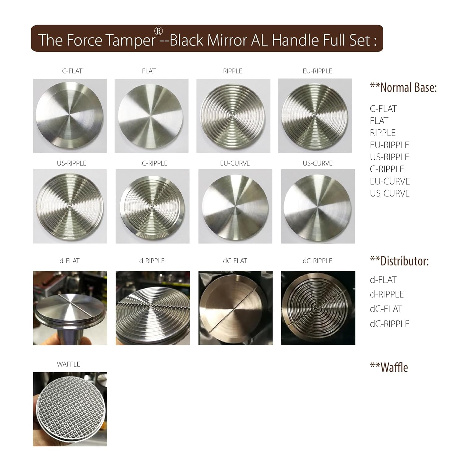 The Force Tamper Automatic Impact Adjustable Constant Pressure and Autoleveling Coffee Tamper Black Mirror Jellyfish AL Handle Set Pro (Full-Set, 58.50mm)