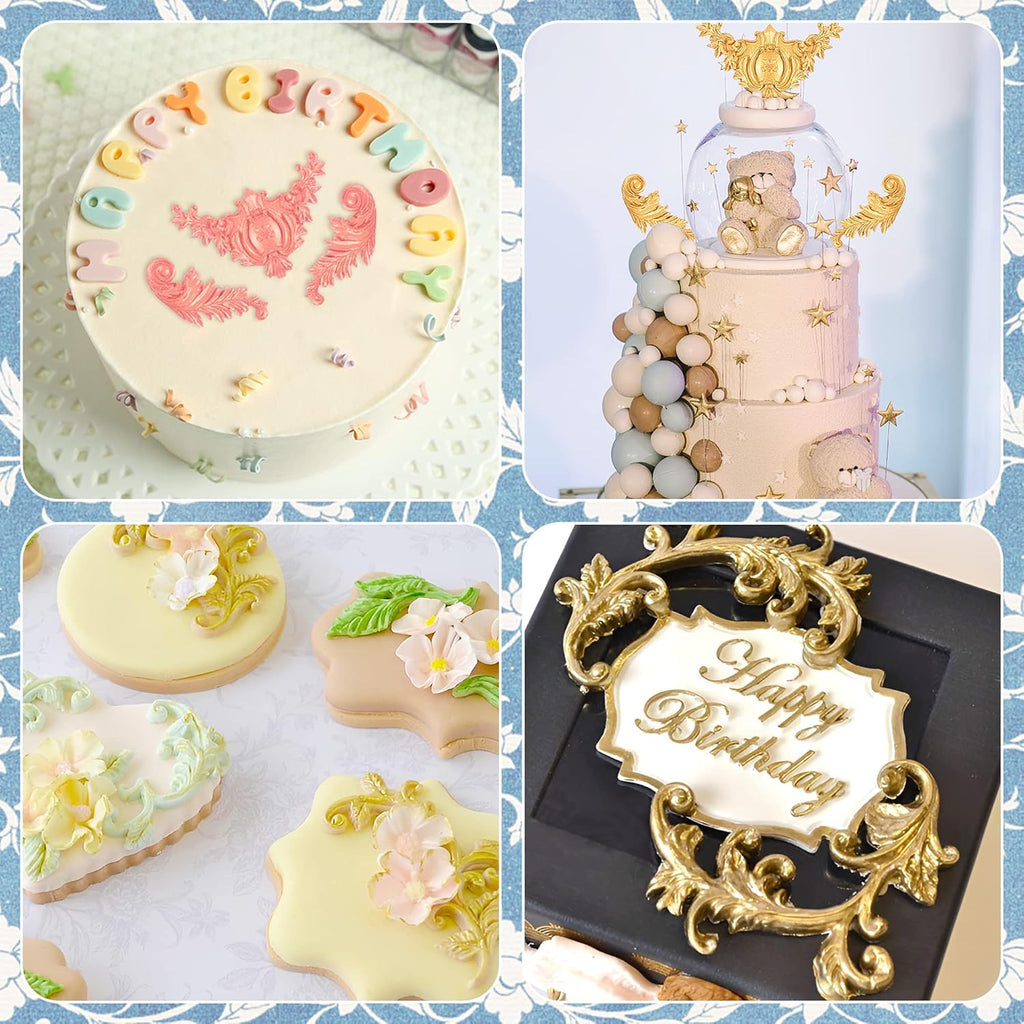 3 Packs Baroque Silicone Molds Scroll Silicone Baroque Mold Clay Molds Fondant Molds Border Fondant Mold Wedding Birthday Cake Decoration