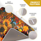Fall Harvest Pumpkin Dish Drying Mat for Kitchen Counter,Thanksgiving Maple Leaves Sunflower Drying Mat 18 x 24 Inch with Absorbent Reversible Microfiber Dish Drying Pad for Coffee Bar