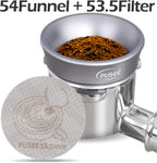 54mm Espresso Dosing Funnel & 53.5mm Puck Screen,PUSEE Coffee Dosing Ring Aluminum Metal,Reusable 1.7mm Thickness 150μm Espresso Puck Screen 316 Stainless Steel Fits 54mm Portafilter