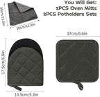 Kitchen Set Pack Of 5, Oven Mitts Pot Holders Pad And Towel Set, Heat Resistant Silicone Kitchen Mini Oven Mittens for 500 Degrees, Mini Oven Gloves and Hot Pads for Baking Grilling Barbecue Microwave