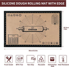 Cook's Aid Silicone Pastry Mat Extra Large with Measurements 26''x16'' for Reusable,Non-slip Silicone Baking Mat, Counter, Dough Rolling, Oven Liner,Fondant/Pie Crust,Dark Gray