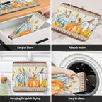 Fall Dish Drying Mat for Kitchen Counter Pumpkin Drying Pad Absorbent Drying Mats for Countertops Sinks Draining Racks Sunflower Eucalyptus Leaves Drainer Holiday Harvest Thanksgiving Decor 18x24