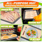 3 Pcs Silicone Baking Mat - Non-Stick Silicone Baking Mats Cookie Sheet with Reinforced Edges, Dishwasher Safe, Heat-Resistant - Uniform Heating & Easy Baking for Macarons, Cookie Dough, Roasts, Pizza