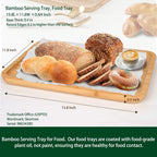 Bamboo Serving Tray, Food Tray for Eating and Serving Coffee, Tea, 15.8x11.8 Inch