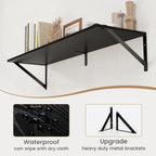 Heimlove Black Deep Floating Shelves for Wall, 36W x 8D Wood Wall Shelves Set of 2, Wide Floating Bookshelf for Living Room, Kitchen, Office, Bedroom and Decor Storage, with Metal Bracket - Black