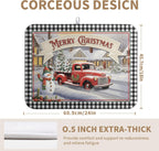 Merry Christmas Dish Drying Mat for Kitchen Winter Snowman Large Dish Drying Mat Buffalo Plaid Kitchen Drying Mat Truck Tree Microfiber Drying Mats Absorbent Dish Pad 18x24 inch