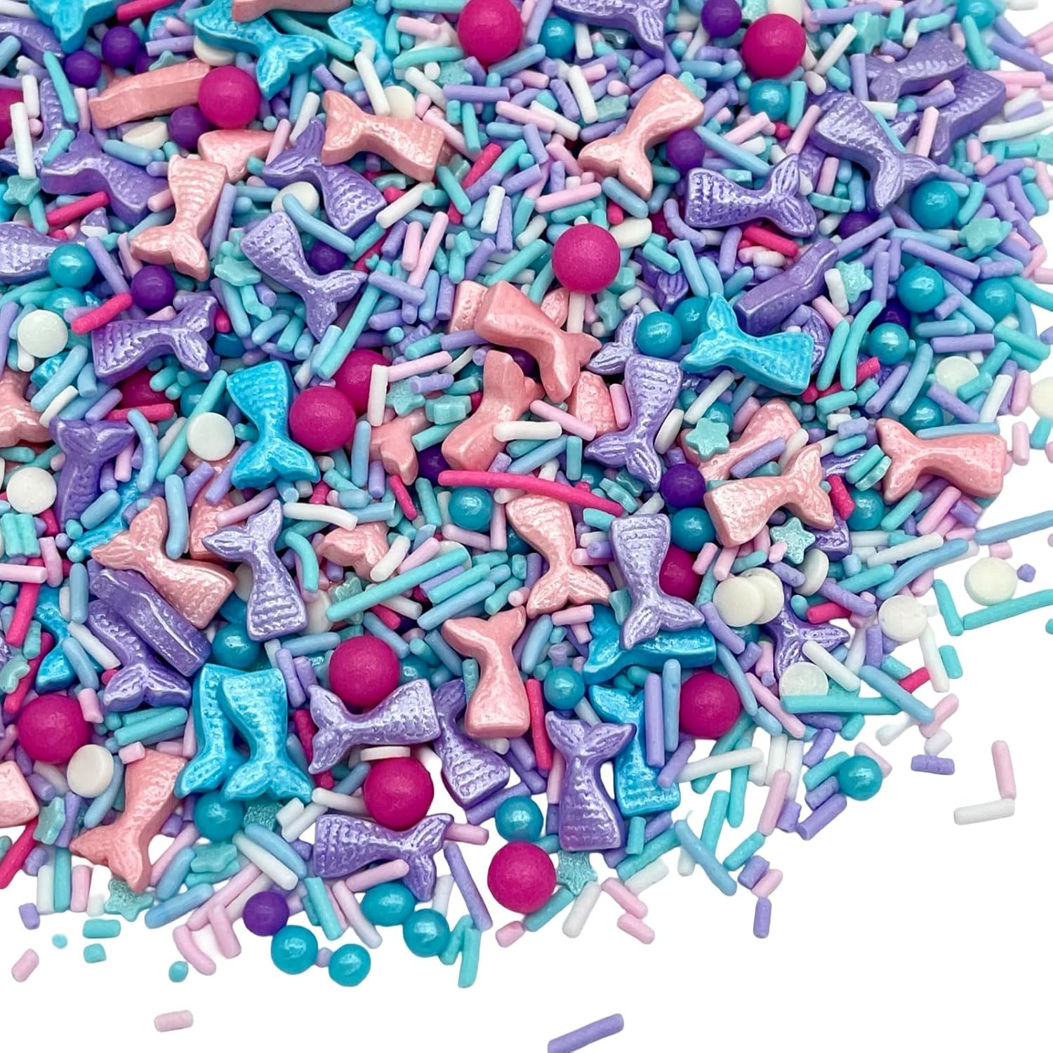 Manvscakes Sprinkles- Edible Cake and Cupcake Sprinkles with Assorted Shapes and Sizes for Parties, Metallic Sprinkle Mix for Cookies, Ice Cream, Cake and Cupcake Decorating, 4 oz (Mermaid)
