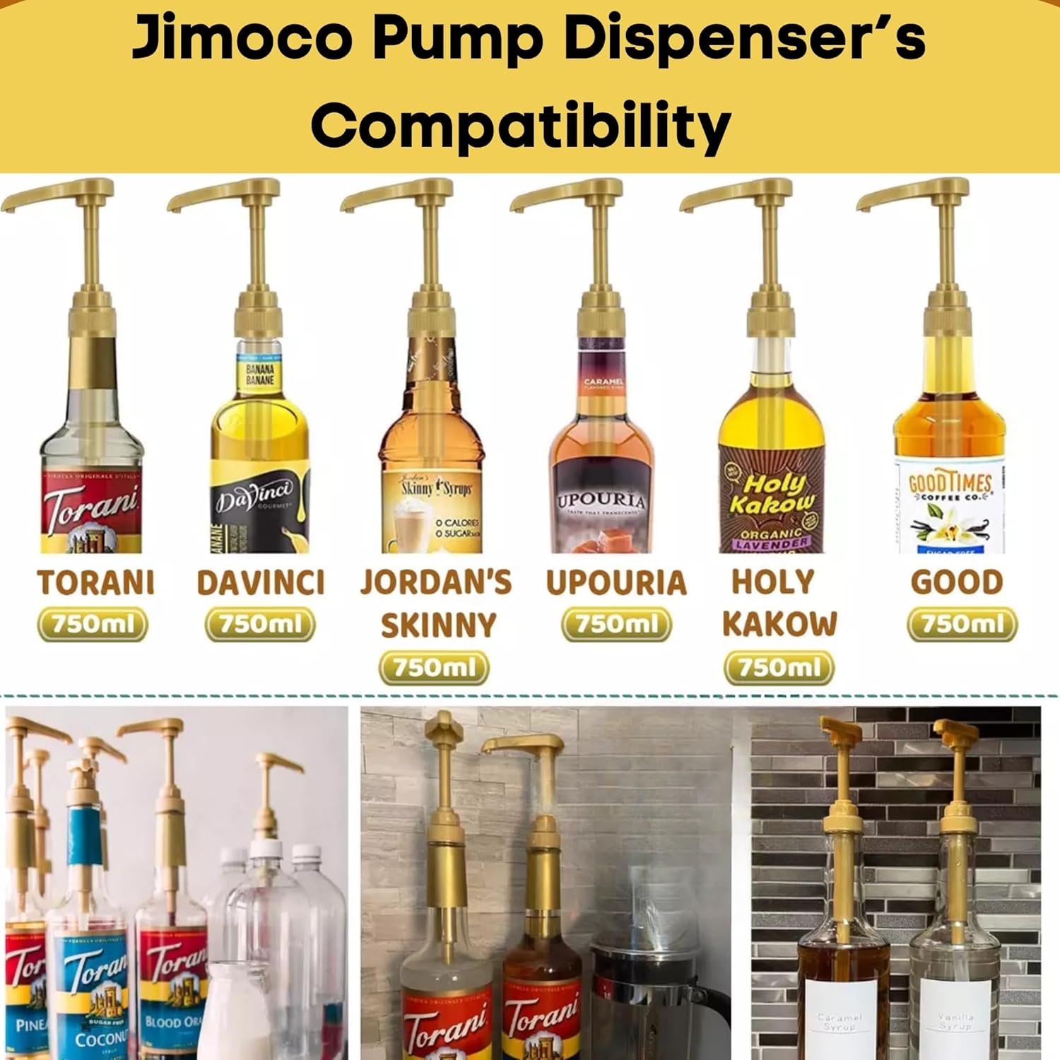 Jimoco® Syrup Pump Dispenser + Torani® CREME DE Banana Syrup, 25.4 oz - Coffee Syrup Pump & Flavoring Bundle