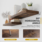 40 Inch Floating Shelves, 9.3" Deep Floating Shelf Wall Mounted, 40" Wall Shelves, Rustic Deep Bookshelf, Large Display Shelves & Storage Shelves for Bedroom, Living Room, Brown, Set of 2