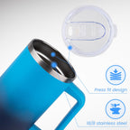 DOMICARE 40 oz Tumbler with Handle and Straw, Stainless Steel Tumbler with Lid and Straw, Reusable Vacuum Insulated Cup, Travel Coffee Mug, Blue Gradient, 1Pack