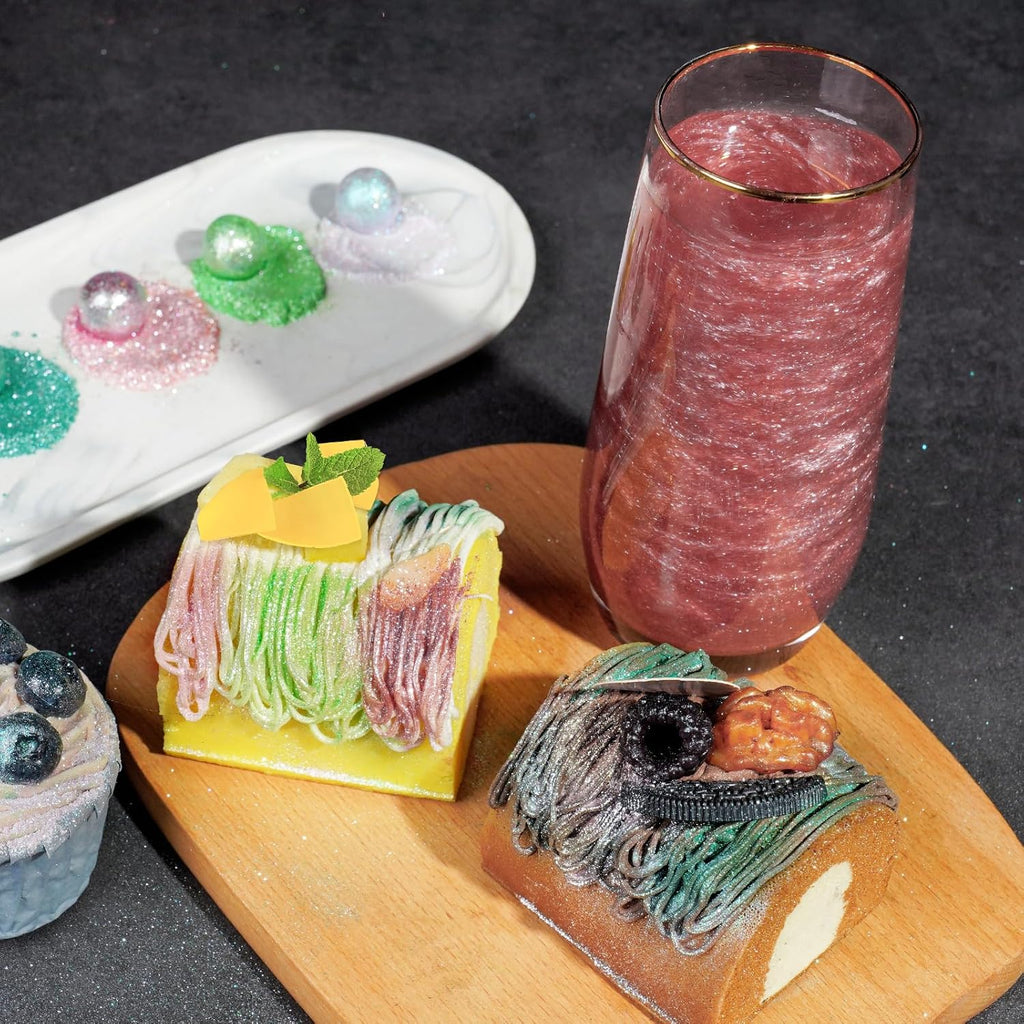 NiHome Edible Food-Grade Glimmer Powder Glitter Luster Dust Metallic Food Decorating Sprinkle Glimmery Dust for Drink Wine Beverage Cake Candy Dessert Bakery Restaurant Vegan (0.18oz/5g, Dark Red)