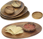 Woodard & Charles 12" Wood Oval Serving Tray with 4" Multipurpose Bowl Perfect for Serving, Sandwiches, Sushi, Chips, Tapas, Hors D'Oeuvre, Charcuterie, Cheese and More, 8 Piece Set