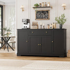 HITHOS 54" Buffet Cabinet with Storage, Modern Kitchen Buffet Sideboard with Drawer, Wood Coffee Bar with Adjustable Shelves, Kitchen Storage Cabinet for Living Room, Black