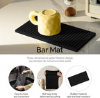 2 Pack Bar Mat, Drying Mat Household Bar Tools,Black Cocktail Bar Mat 5.9''X12''，Suitable for Bar, Outdoor Camping, Home Bar Bar Mat