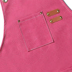 AFUN Chef Aprons for Men Women with Large Pockets, Cotton Canvas Cross Back Heavy Duty Adjustable Work Apron, Size M to XXL (Pink)