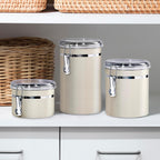 Oggi Stainless Steel Kitchen Canister 26 fl oz, Gray - Airtight Clamp Lid, Clear See-Thru Top - Ideal for Kitchen Storage, Food Storage, Pantry Storage. Size 5" x 3.5".