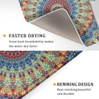Bohemian Mandala Dish Drying Mat for Kitchen Counter Boho Ethnic Drying Mat 18 x 24 Inch with High Absorbent Reversible Microfiber Dish Drying Pad Dish Rack Pad Drainer Mat for Coffee Bar