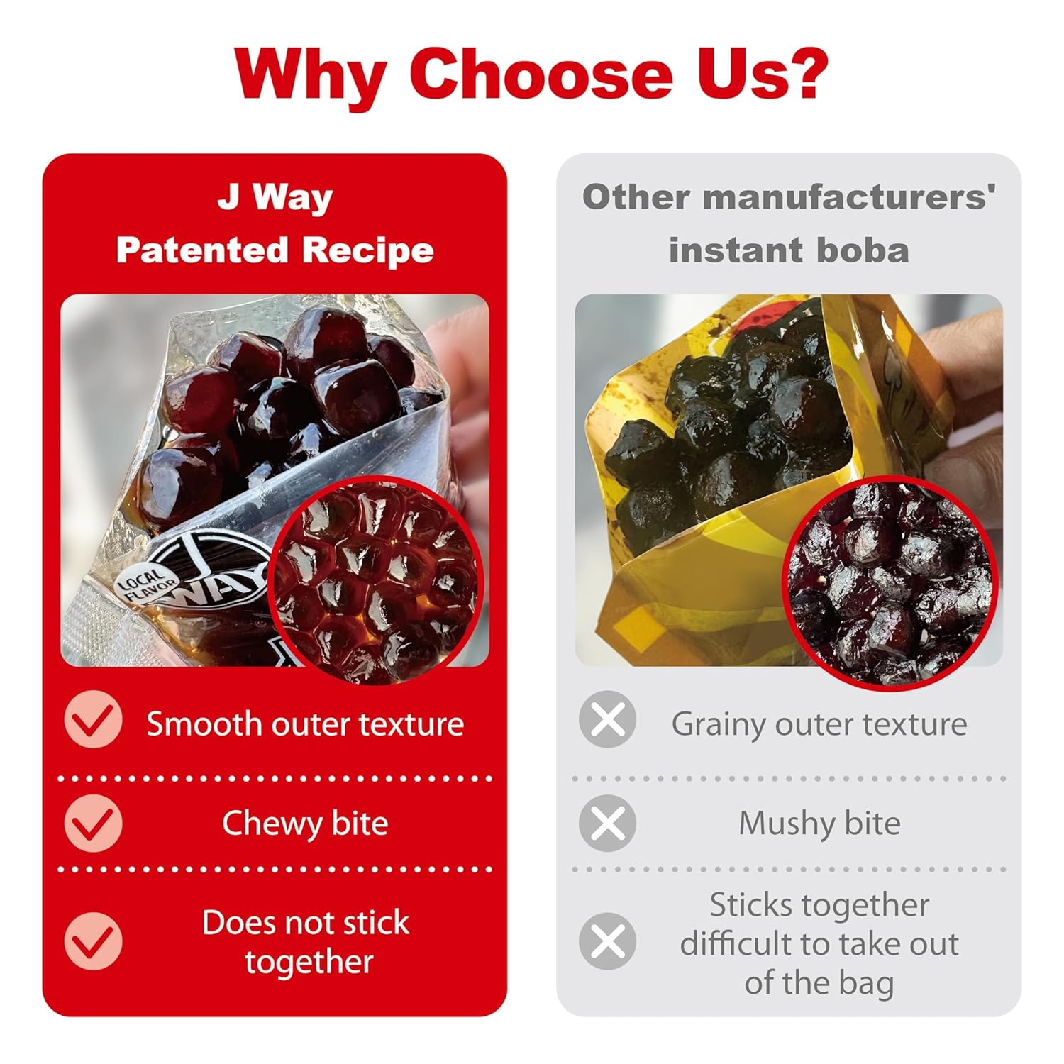 J WAY BOBA Authentic Instant Tapioca Boba Pearls for Milk Tea, Smoothies and Desserts, Brown Sugar Flavor (Ready in Just 20 Seconds) - 5 Servings