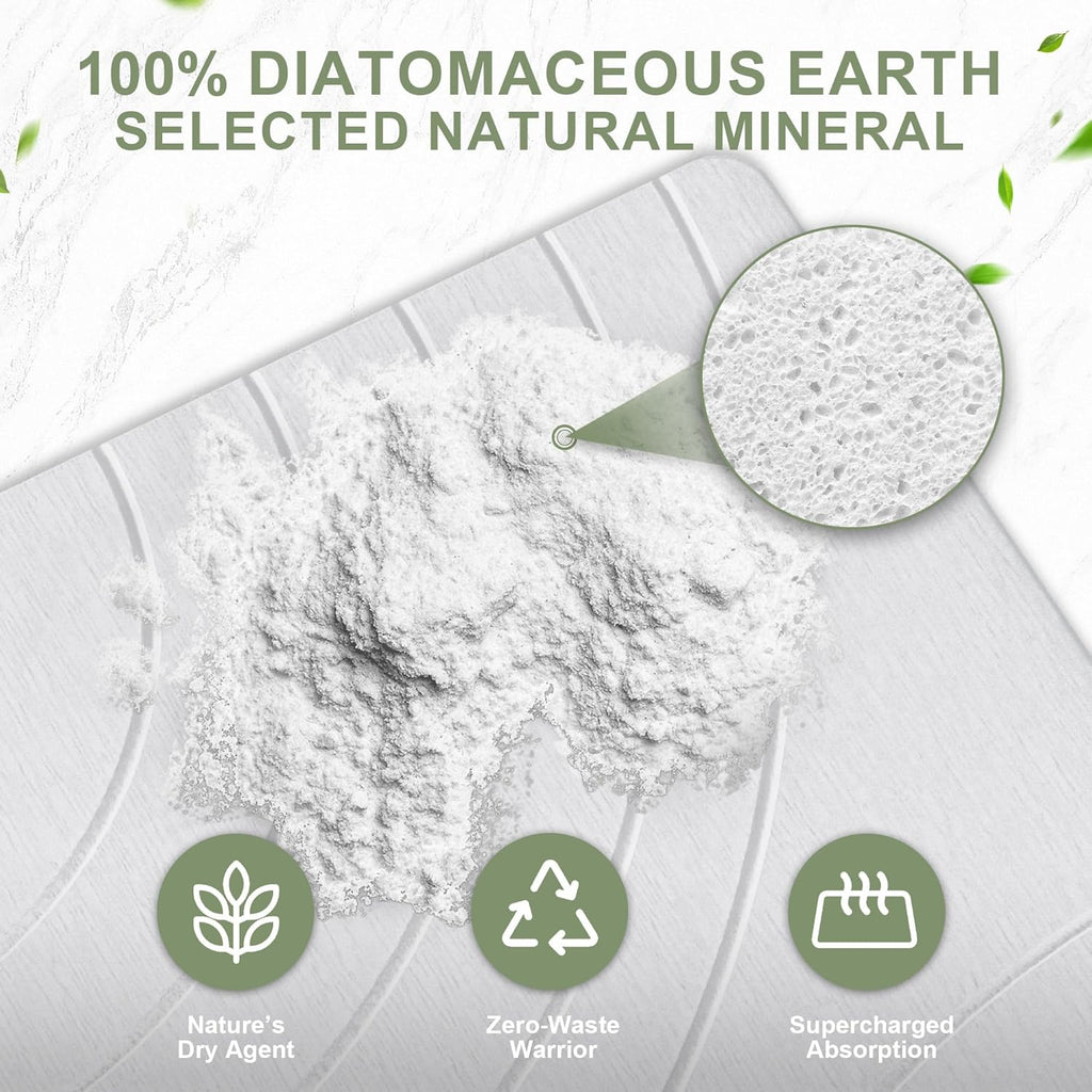 Large Stone Drying Mat for Kitchen Counter, 24" × 16" Diatomite Dish Drying Mat, Quick Dry Stone Mats, Ultra Absorbent Natural Diatomaceous Earth Mats for Dished, Bottles, White