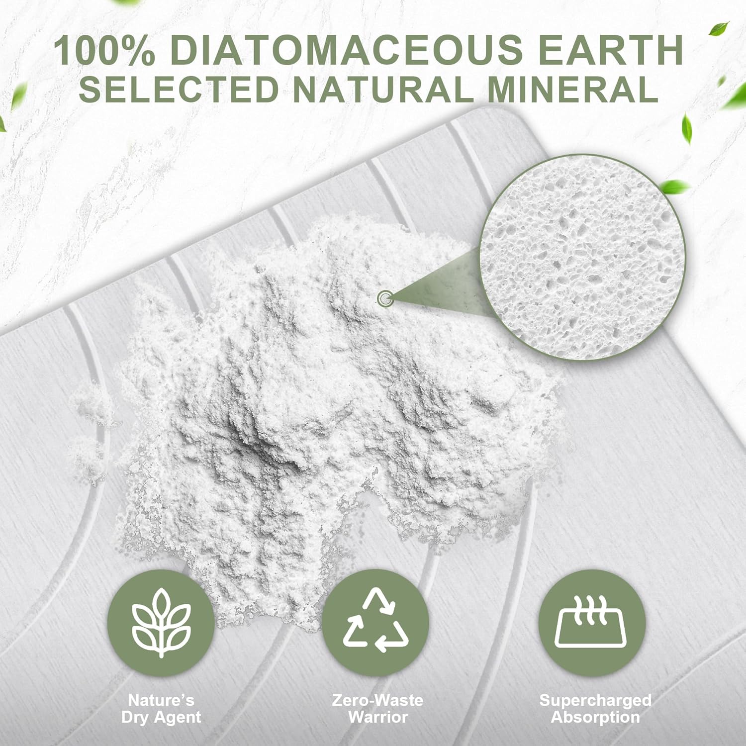 Large Stone Drying Mat for Kitchen Counter, 24" × 16" Diatomite Dish Drying Mat, Quick Dry Stone Mats, Ultra Absorbent Natural Diatomaceous Earth Mats for Dished, Bottles, White