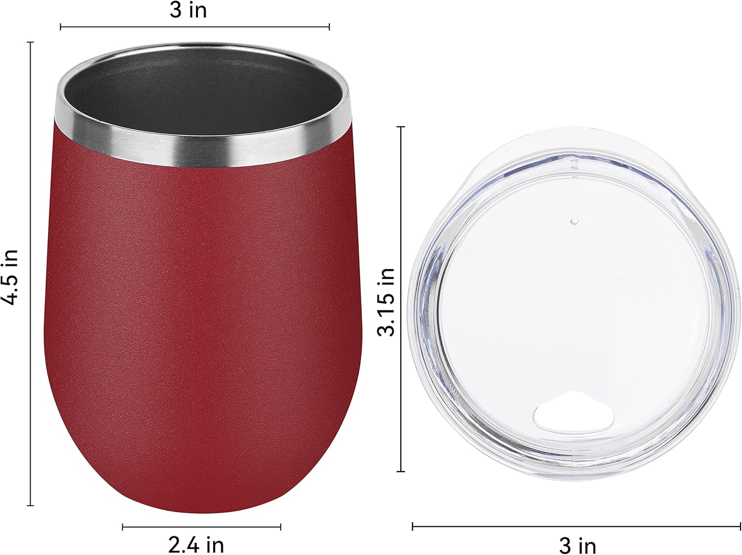 DOMICARE Stainless Steel Wine Tumbler Bulk with Lid, Personalized Insulated Tumblers Set, 12oz Travel Coffee Cups Pack of 1, Red