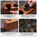 Espresso Tamping Station(58MM) Walnut wood,Espresso Coffee Anti-pressure Pad Stand, Espresso Station,Coffee Tamper Station Organizer for Countertop
