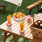 Glass Coaster 6 Pack Round Cup Coasters for Drinks,Crystal Coffee Coaster,Stylish Drink Coasters for Kitchen Bar Dining Room Living Room Office Decor and Jewelry Storage,Amber