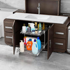 HOLDN’ STORAGE Two Tier Pull Out Cabinet Organizer, Individual Sliding Drawers - Heavy Duty Metal with Lifetime Limited Warranty - Anti Rust Chrome Finish - 26" W x 21”D x 16.5" H