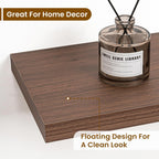 Fun Memories 48 Inch Deep Floating Shelves for Wall, 2 Pack of Long Wall Mounted Wood Shelves with Invisible Brackets for Bathroom, Bedroom, Living Room, Kitchen Decor and Storage, Walnut